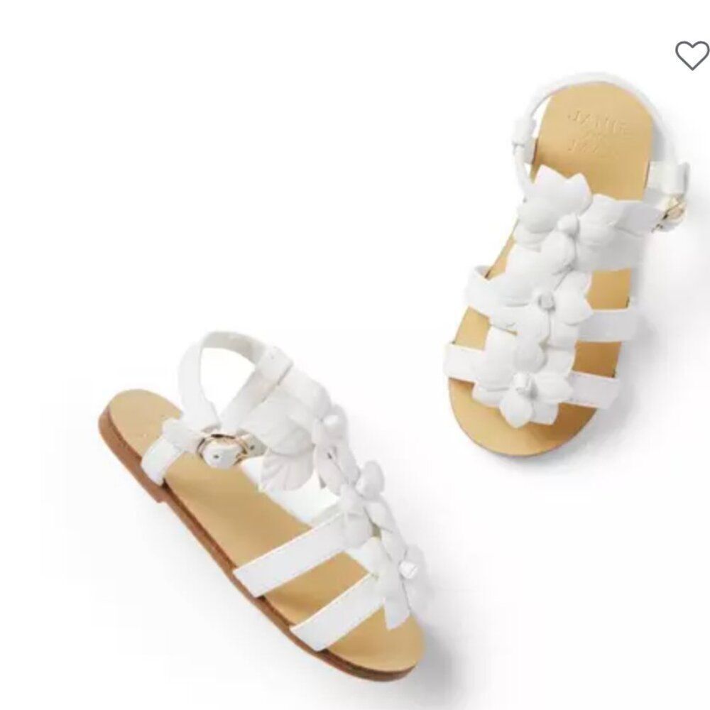 Janie and Jack 100048892 Flower Strap Sandal white NWT
